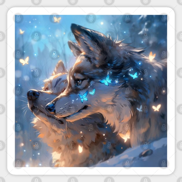 Wolfdog Pair Sticker by Enchanted Reverie